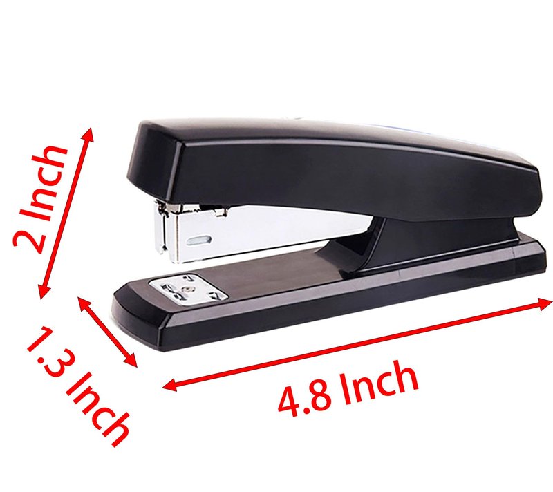 Labor Saving Black Desktop Staple, 4.8 Inch Stapler with 500 Pcs No.12 Staples for 20 Sheets Capacity (Black)