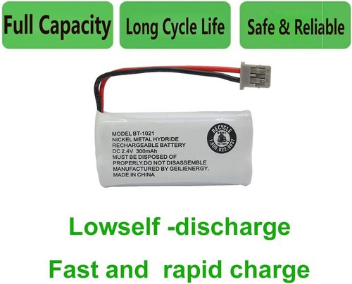 GEILIENERGY Cordless Phone Battery - 2.4V 300mAh Compatible with Uniden Models | 2-Pack