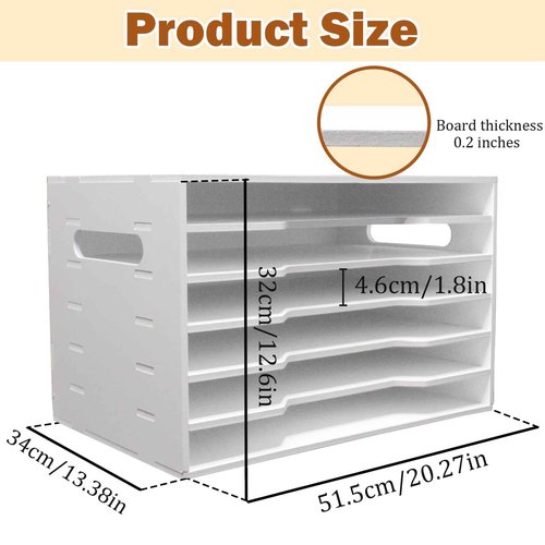 12x18 Construction Paper Organizer,6 Tier Construction Paper Organizer,File Sorter Storage,Large File Suitable for Home,School and Offices,White