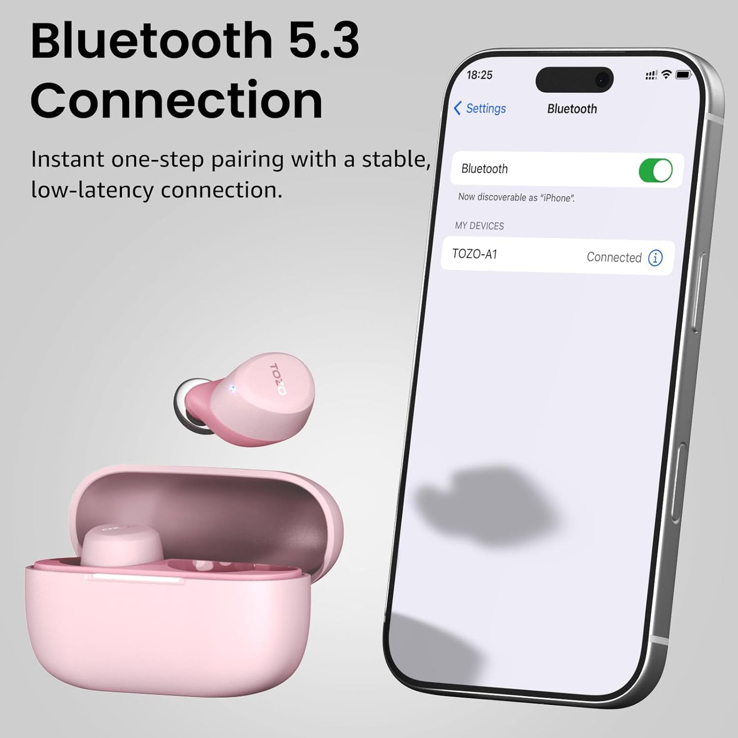 TOZO A1 Wireless Earbuds - Bluetooth 5.3, IPX5 Waterproof, Immersive Sound & AI Call Mics | Custom EQ
