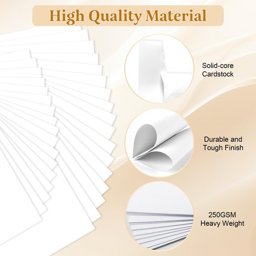 Ftumertly 50 Sheets White Cardstock 8.5 x 11, Card Stock 92lb/250gsm Thick Cardstock, Printer Paper Cover Stock for Invitations, Menus, Scrapbooking, DIY Cards, Wedding
