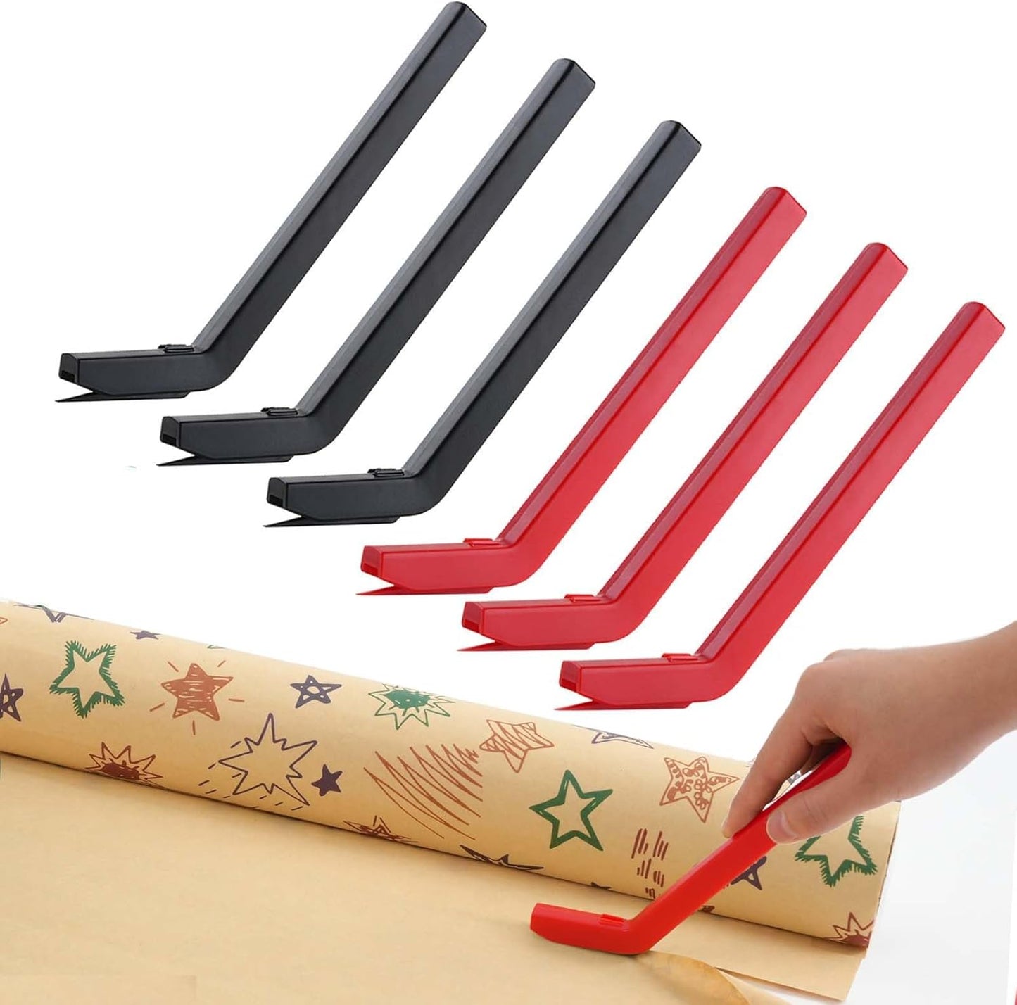LIZAAL 6-Pack Wrapping Paper Cutter Set | Safe and Easy Gift Wrap Cutter for Christmas and Birthday | Wrapping Paper Cutter Slider for Home, Office or Classroom (6-Colors)