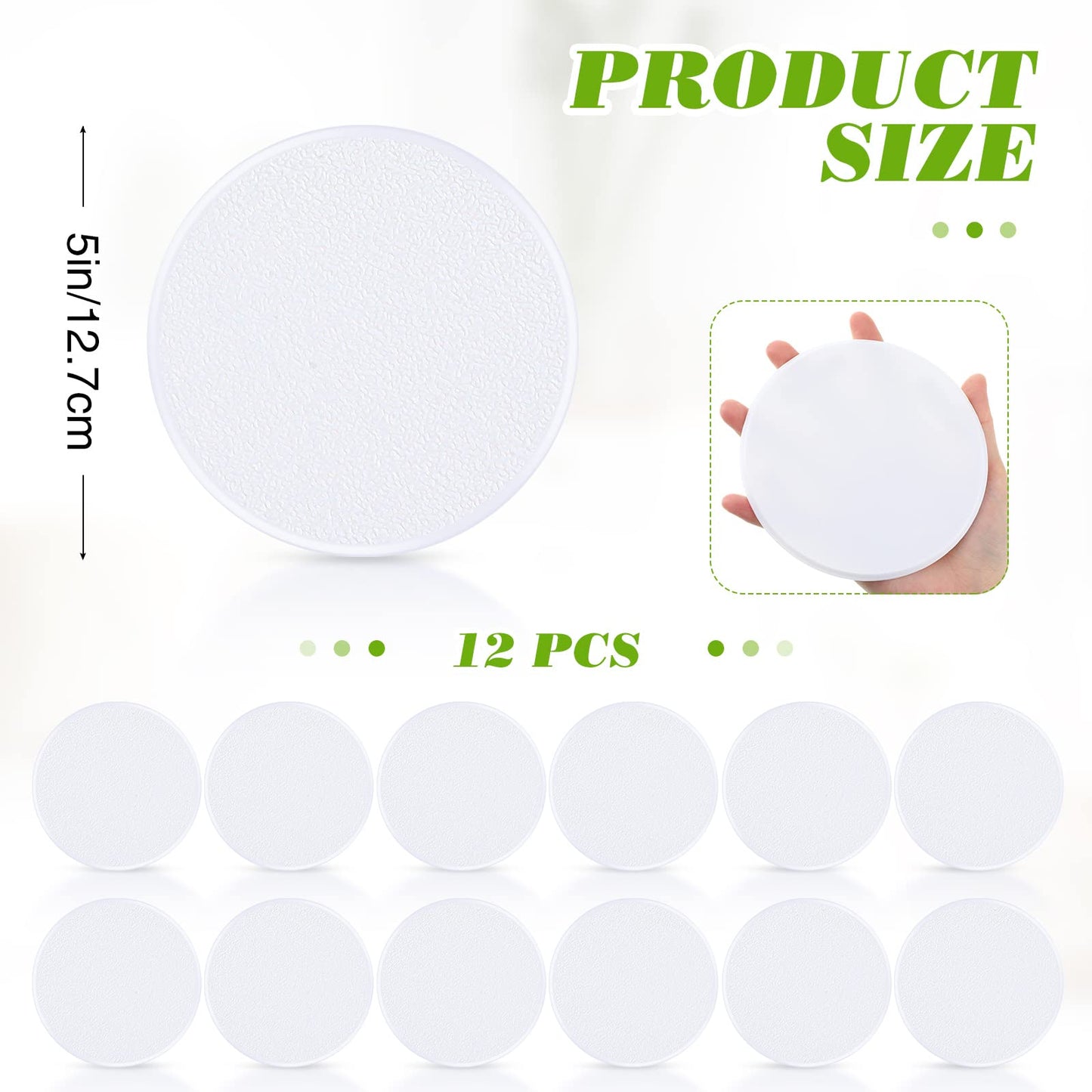 BBTO 48 Pcs Door Stoppers Wall Protector 5 Inch Door Knobs Protector Round Wall Hole Cover Plastic Wall Self Adhesive Protector Avoiding Broken