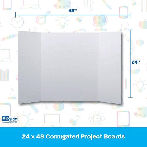 Flipside Products 24" x 48" White Project Boards - Ideal for Classrooms, Science Fairs & Presentations | 24 Pack