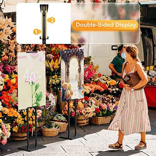 Display Stand Sign Holder,Heavy Duty Adjustable Pedestal Sign Stand Up to 75 inch,Double-Sided for Board & Foam Sign,Sign Stand with Base,Fit Wedding,Restaurant or Business(Poster not Included)