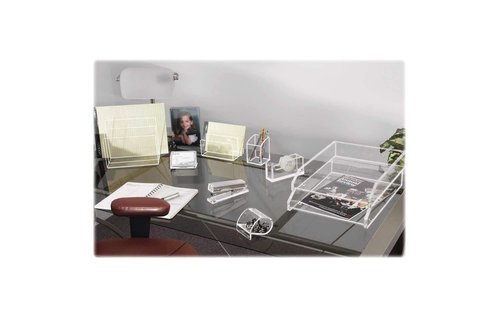Kantek Clear Acrylic File Sorter, 3 Section Desk Collator, 8" x 6.5" x 7.6", Non-Skid Feet, Office Organizer, Desk Accessory