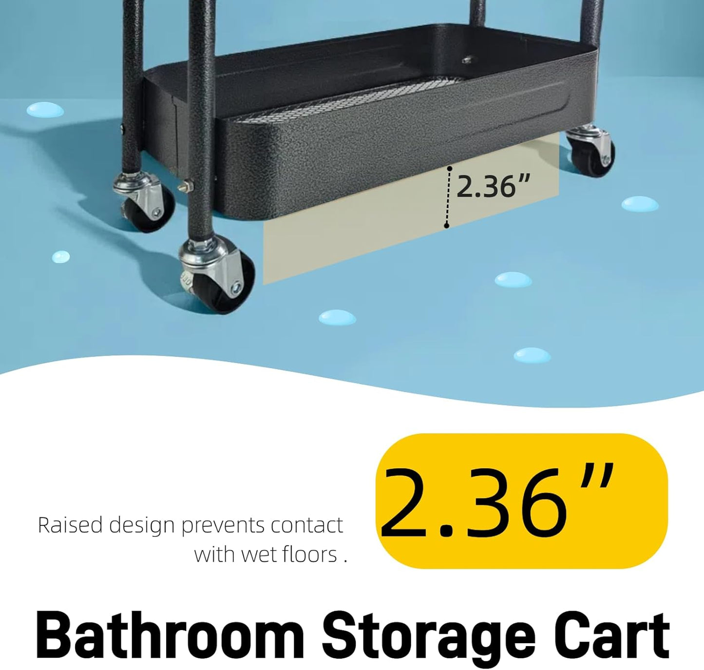 4 Tier Slim Storage Cart - Rolling Laundry Organizer with Lockable Wheels | 7.1'' Narrow Metal Shelf, Black