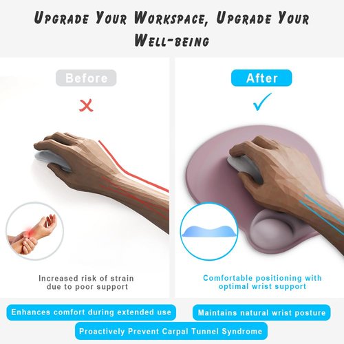 Ergonomic Mouse Pad with Wrist Rest Support&Gel Cushion for Desk; Cute Computer Decor Accessories for Women. Small Mousepad Mat Laptop Pads for Office&Home. Ergo Supplies & Aesthetic (01Pink Serenity)