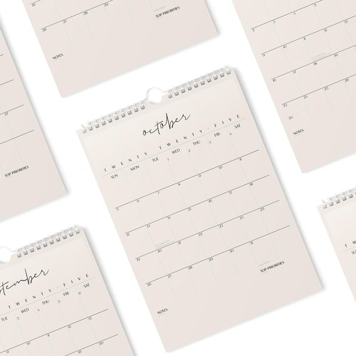 Karto Wall Calendar 2025-2026 - Vertical 11x17 inch July 2025 to December 2026 - Boost Your Productivity and Easy Planning with the Aesthetic Monthly Calendar - Cursive 3.0 Beige