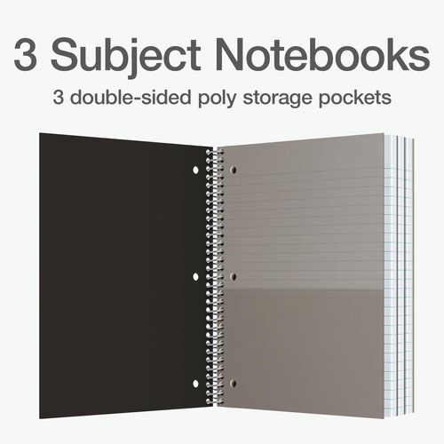 Oxford 3 Subject College Ruled Spiral Notebook 8.5x 11 - Poly, Water Resistant Cover - 150 Sheets, 6 Pack