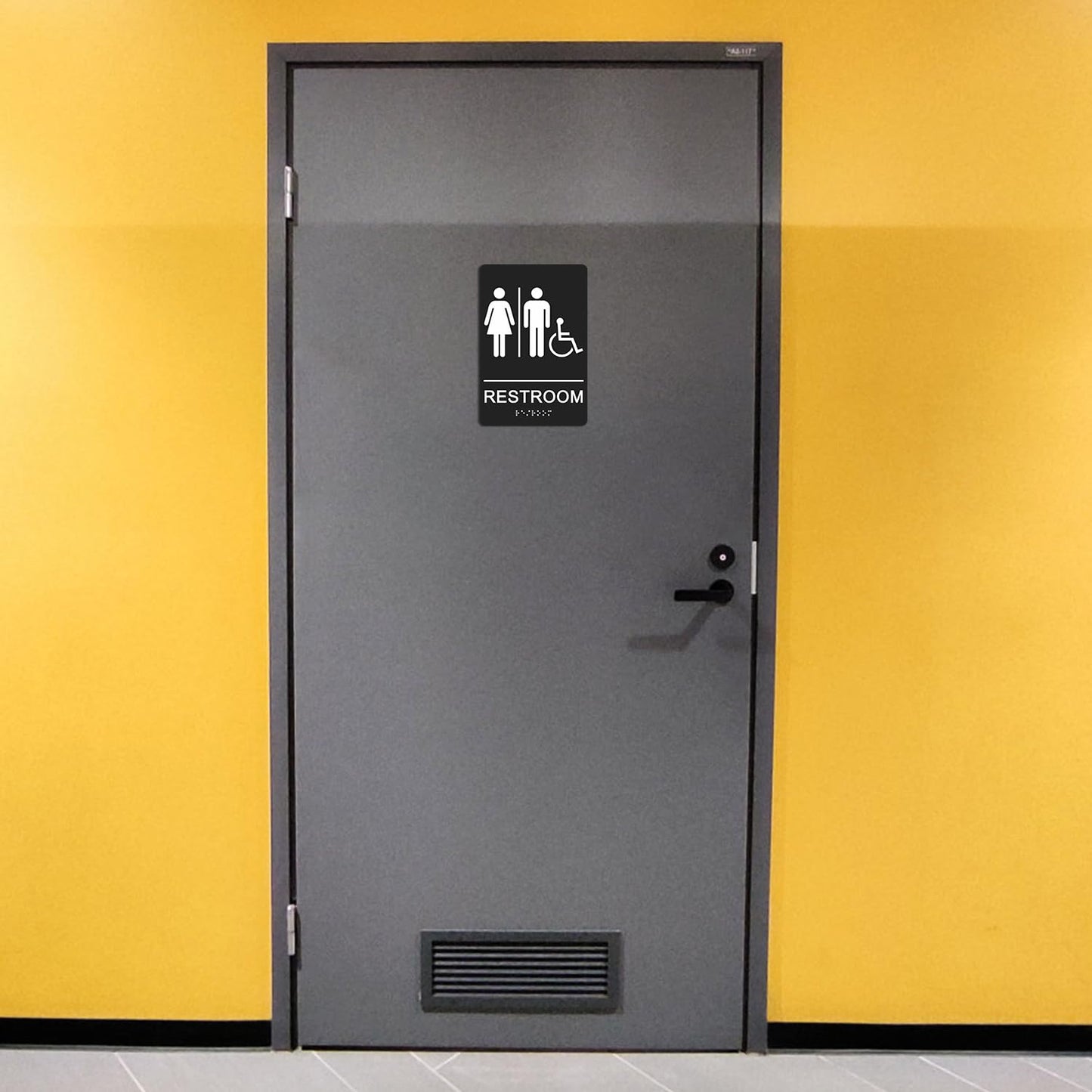 T&R ADA Braille Unisex Bathroom Signs, Restroom Signs - 1 Pack - 9 x 6 Inches Acrylic with Self-Adhesive Tape for Office or Business Bathroom and Toilet Door or Wall Decor