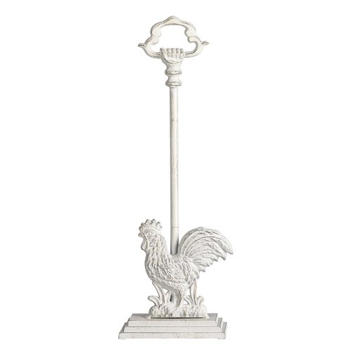 Cast Iron Rooster Door Stopper with Carrying Handle, Heavy Door Stop with Rod, 20" H…
