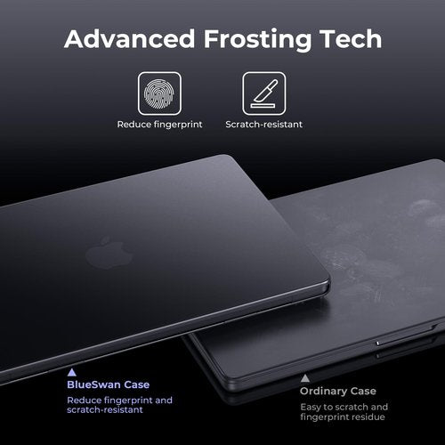 BlueSwan Matte Case for MacBook Pro 14 2025 2024-2021 M4 M3 M2 M1 Pro/Max, Compatible A3401 A3112 A2992 A2918 A2779 A2442, Hard Shell Protective Cover, Space Black Clear
