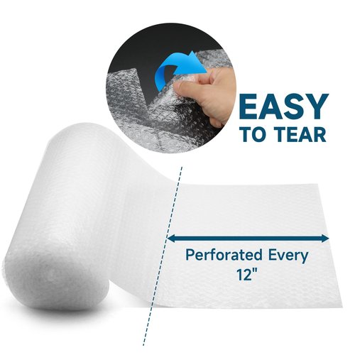 6 Pack Bubble Cushioning Wrap 12 inch x 36 Feet - Large Plastic Packing Roll for Moving Boxes & Shipping Supplies - Moving Supplies, Perforated Every 12 Inch
