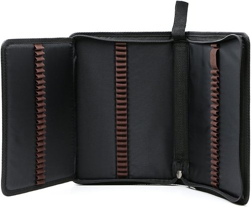 BTSKY® Portable Canvas Pencil Case - Super Large 72 Slot Zippered Pouch for Watercolor Pencils | Black