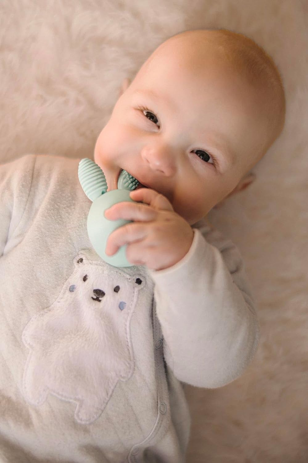 Skiennix Baby Teething Toy - Easter Bunny Rabbit Egg Rattle for Teething Pain Relief - Mint Color