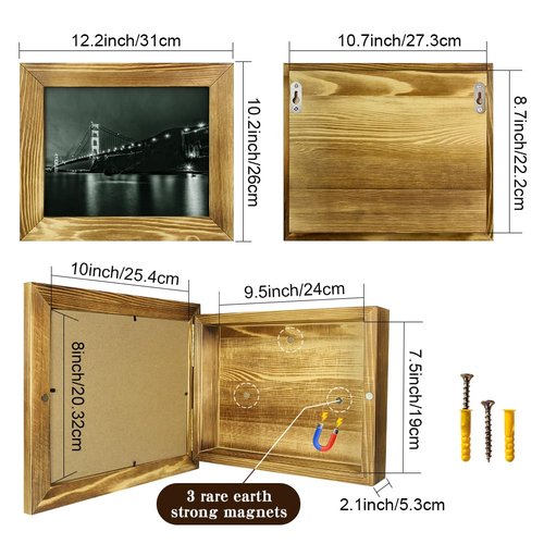 Hidden Gun Storage - Concealment Gun Safes for Pistols, Secret Decor Solid Wooden Handgun Picture Frames Box (Solid Wood)