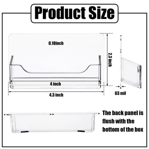 Wesiti 12 Pcs Wall Mount Business Card Holder Clear Acrylic Desk Business Card Holder Display Plastic Stand Door Desktop Organizer for Office Home, Wall Mount or Place on Table