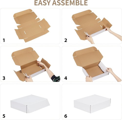 RLAVBL Small Shipping Boxes - Set of 40 White Corrugated Cardboard Mailer Boxes for Packing & Mailing