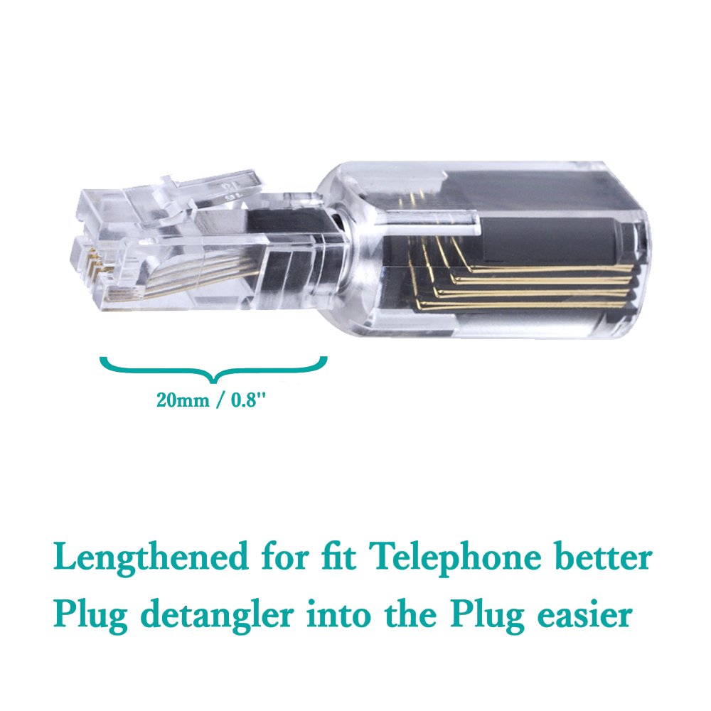 (Value Pack of 4 360° Phone Cord Detangler Landline Telephone Extended Rotating Black