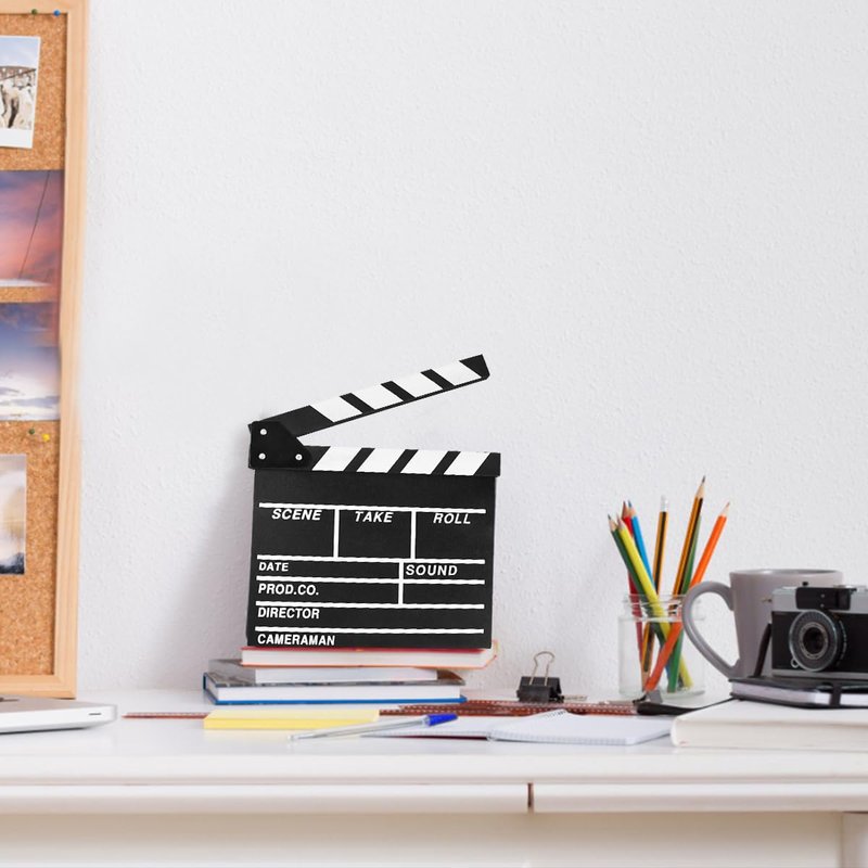 KISEER 12"x11" Movie Film Clap Board Wooden Movie Clapboard Film Clapper Board (Black)