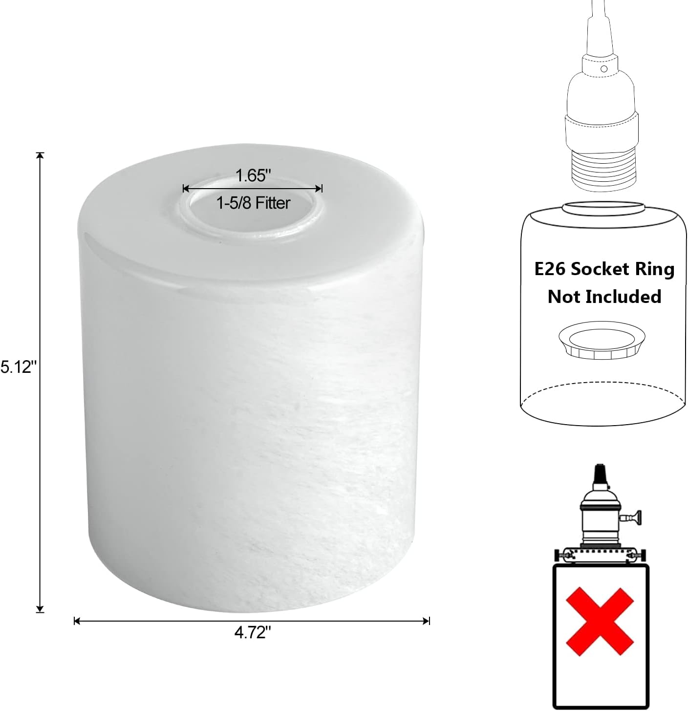 1 Pack Seeded Clear Glass Lamp Shade Replacement Glass Shade for Pendant light, Floor lamp, Desk lamp,Wall Sconces and Bathroom Vanity lights.1-5/8-Inch Fitter Opening