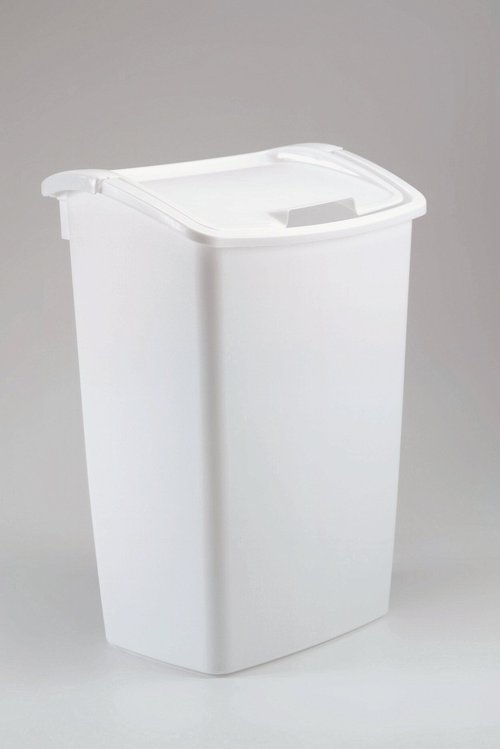 Rubbermaid,White Dual-Action Swing Lid Trash Can, 11.25 Gallon, for Home/Kitchen/Bathroom/Garbage