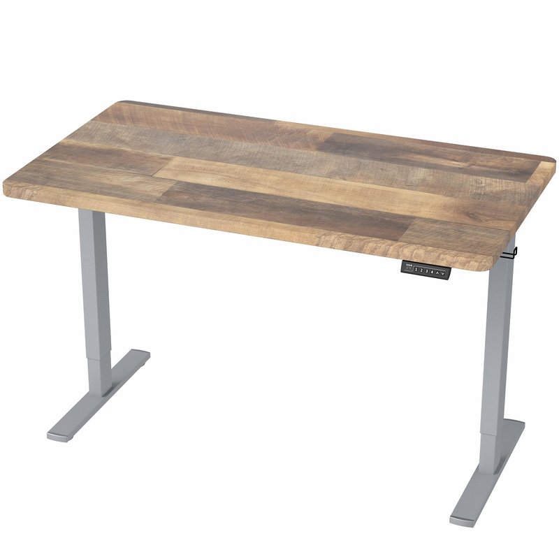 VIVO Electric 43 x 24 in Standing Desk, Memory Height Adjustment, 1B Series, Holds 220 lbs, One-Piece Reclaimed Wood Top, Gray Frame, DESK-KIT-1G4P