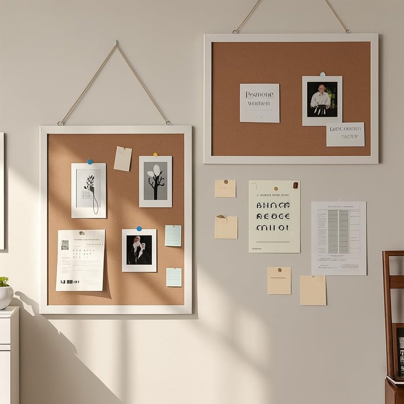 Cork Board Bulletin Board 16" X 12", Wall Mounted White Oak Wood Finish Frame Corkboard for Office Home and School, Hanging Pin Board Message Board or Vision Board Decoration