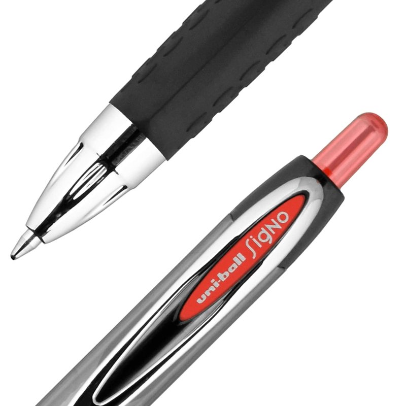 Signo 207 Retractable Gel Pens by Uni, Micro 0.5mm (aka Fine Point), Includes 4 Black, 3 Blue, 1 Red