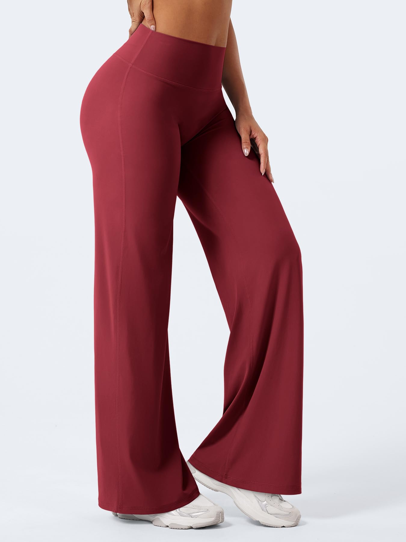 YEOREO Workout Leggings Womens No Front Seam Straight Leggings 31.5" High Waist Buttery Eddiy Gym Yoga Pants Ancora Red XXS