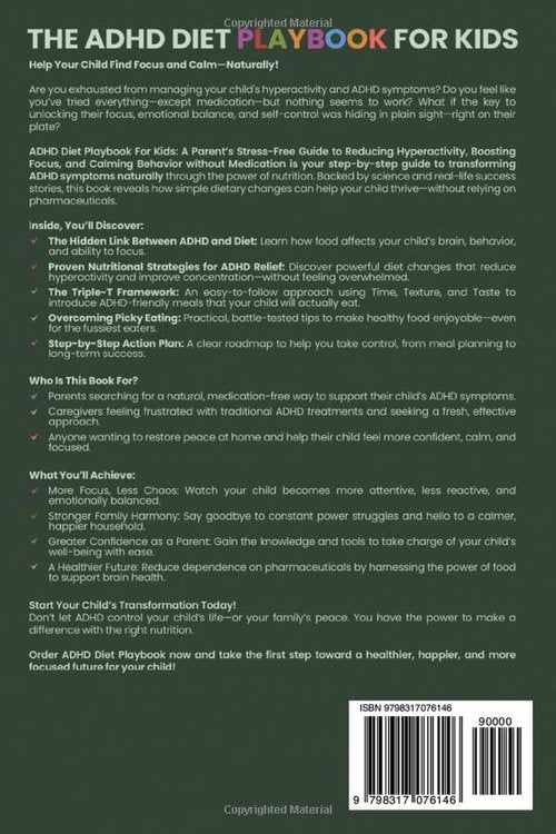 ADHD Diet Playbook For Kids - Stress-Free Guide to Reducing Hyperactivity & Boosting Focus