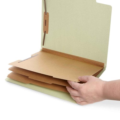Blue Summit Supplies Green/Gray Classification Folders, Letter Size, 3 Dividers, with 2 Inch Tyvek Expansions, Classification Folders, 10 Pack