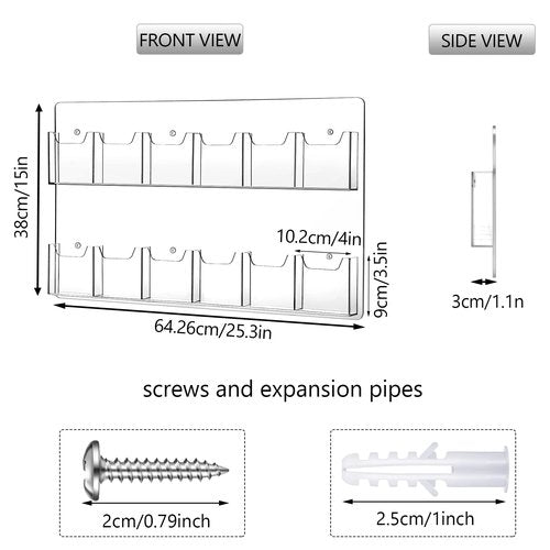 Eersida Acrylic Brochure Pamphlet Holder Brochure Display Stand Business Tri Fold Multi Slot Holder Rack Wall Mount Clear Pocket Space Saver for Flyer Literature Menu Advertise(12 Pockets)