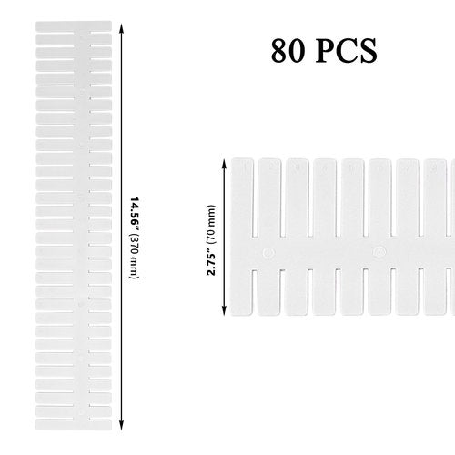 ZOENHOU 80 PCS 14.5 x 2.75 Inch White Drawer Dividers, Adjustable Plastic Grid Drawer Divider Organizers for Makeup Drawers Desktop Kitchen Organizers and Storage