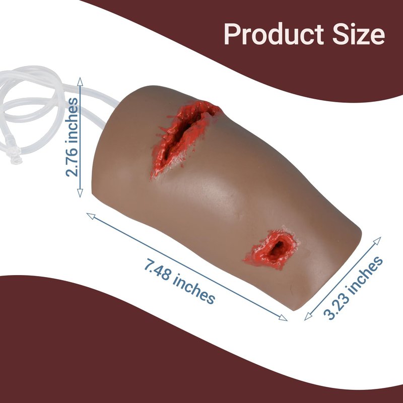 Simedutech Knee Trauma Simulation Training Kit,Bullet & Laceration Wound Packing Trainer, Stop the Bleeding Training Kit for Wound Management Education - Dark Skin