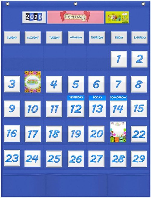 Skiennix 10-Pocket Chart Set - Versatile Calendar & Organization Solution for Home or Classroom