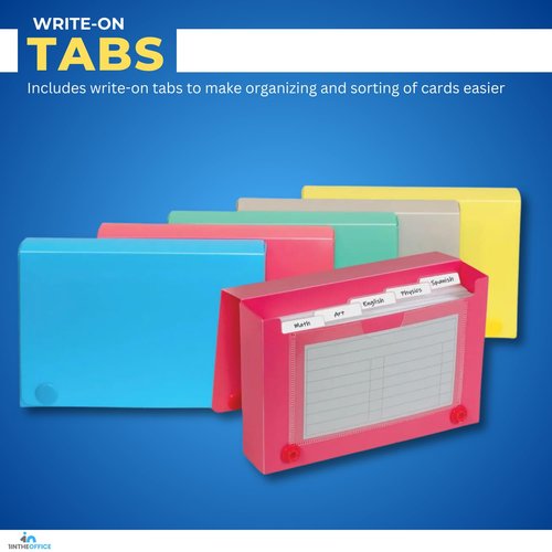 1InTheOffice Index Card Case, 3" x 5" Index Card Holder, Assorted Colors (4 Pack)