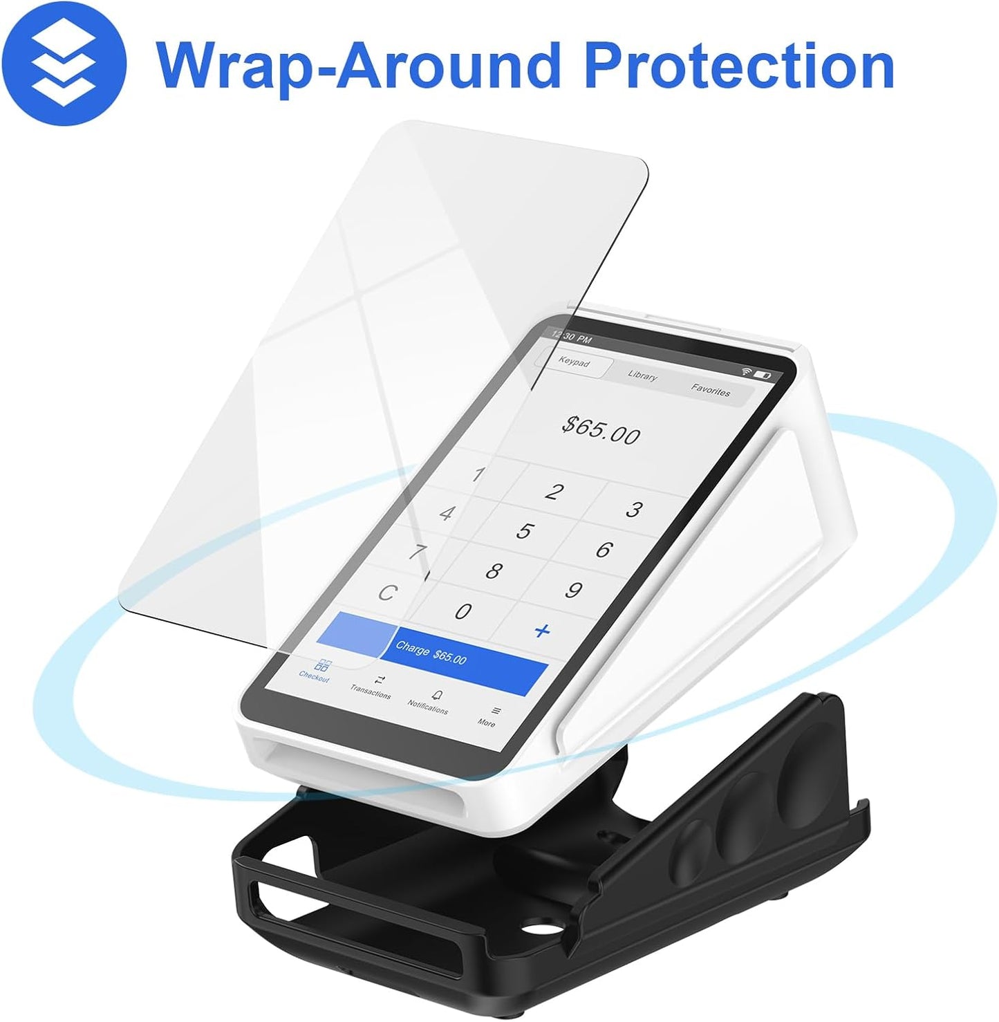 Skiennix Protective Case & Screen Protector - Anti-Slip Grip Design, Black, for Square Terminal