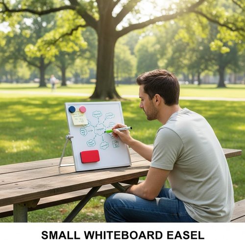 MXG Magnetic Dry Erase Board - 10x10 Inch Portable Whiteboard with Stand & Accessories | 360 Rotatable Design