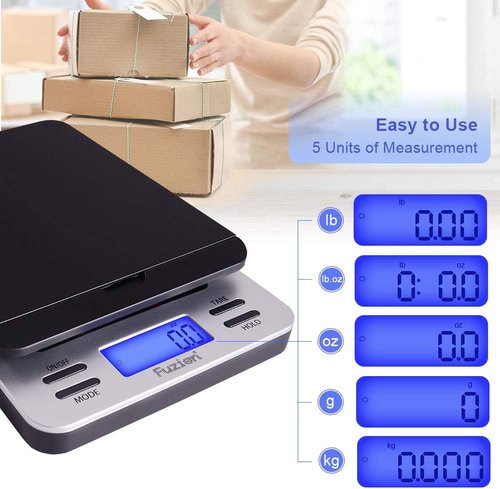Fuzion Digital Postal Scale - Accurate 86 lb Capacity with Hold & Tare Function | LCD Display, Battery & AC Adapter