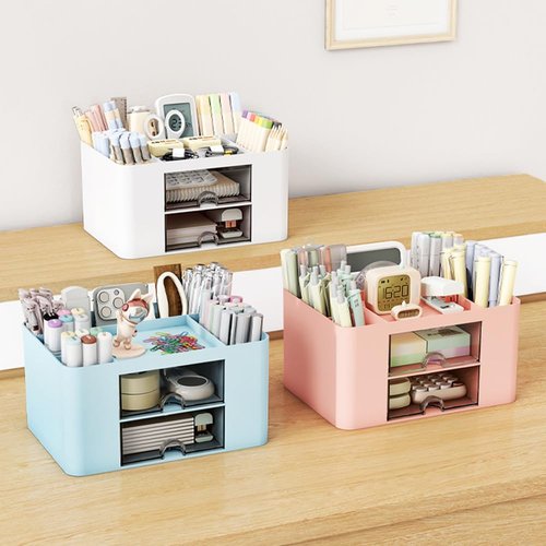 XDRELEC Pen Holder, Office Desk Organizers and Accessories,Multi-Functional Pencil Cup, Pencil Holder for Desk ,Pen Organizer,Desktop Stationary Organizer,Office Organization and Storage (blue)