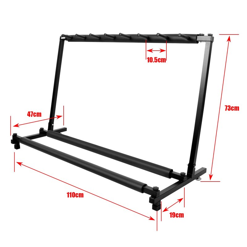 Kuyal Multi-Guitar Display Rack Folding Stand - Band Stage Bass & Acoustic Guitar, Black (7 Holder)