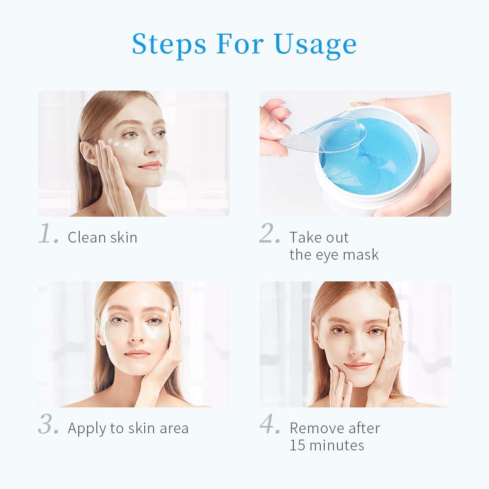 +WIS+ Under Eye Patches 60 Pcs With Collagen for Dark Circles, Puffy Eyes, Undereye Bags, Wrinkles, Hyaluronic Acid Eye Mask to Hydrating for Dry Skin