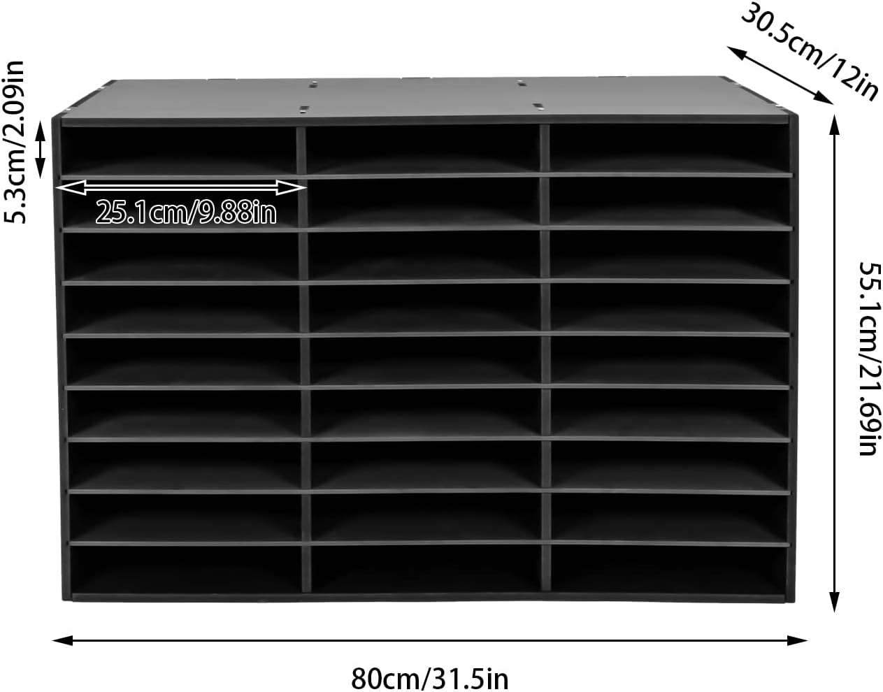Literature Organizer, 27 Compartments Mail Sorter Organizer, Countertop Literature Sorter Student Mailbox for Classroom, School, Office (Black)