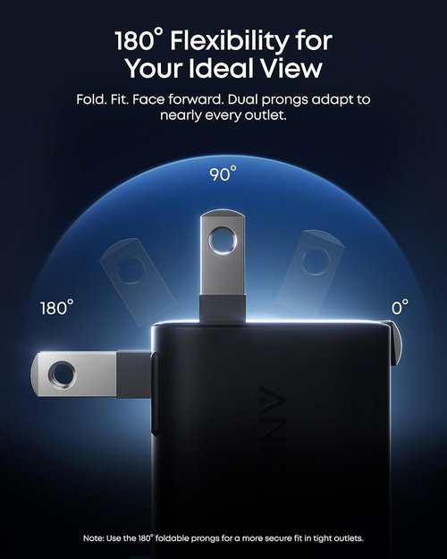 Anker 45W GaN Fast Charging USB-C Charger - Smart Display with 180° Foldable Plug for iPhone 17/16/15
