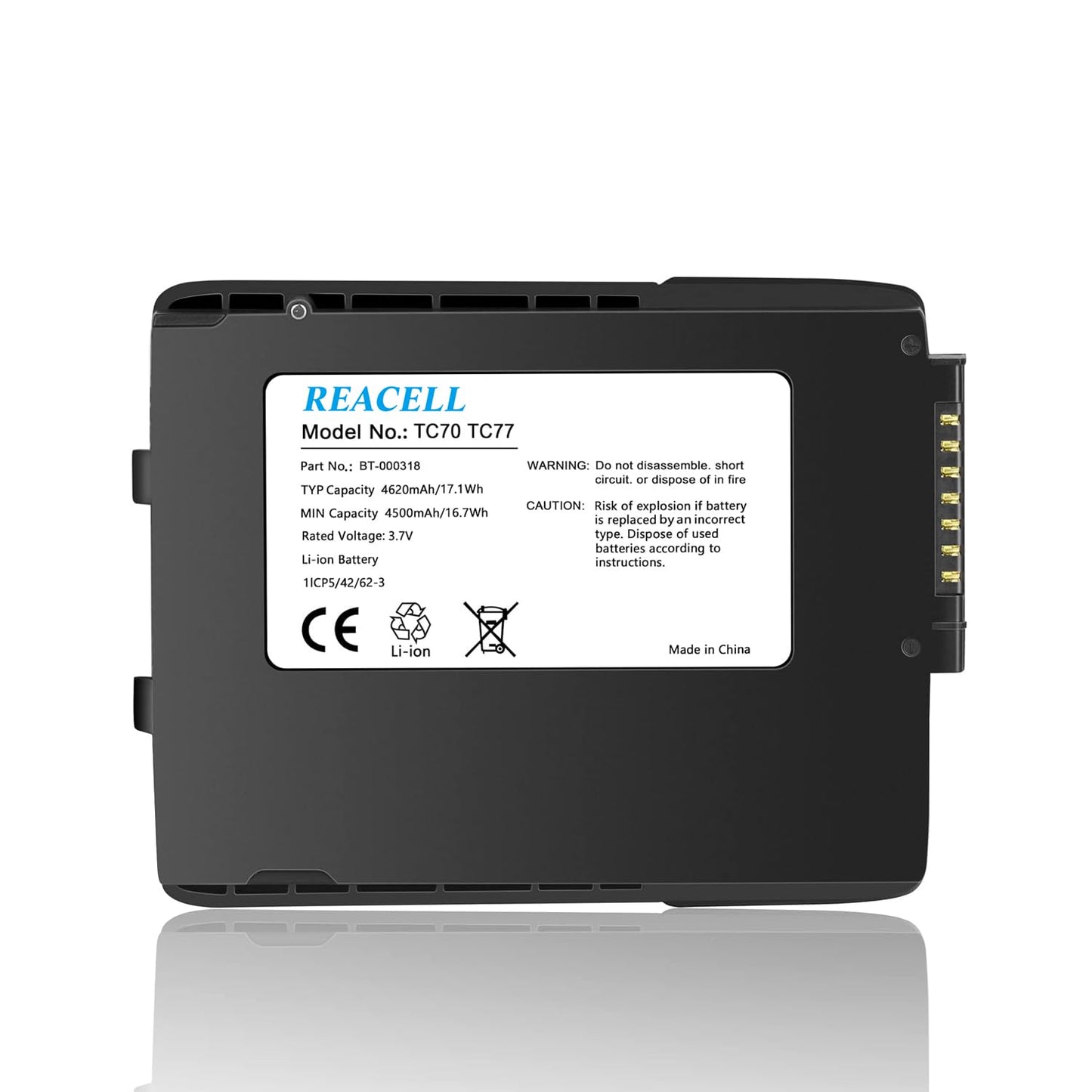 REACELL 4620mAh TC70 Battery TC77 Replace for Zebra Symbol TC77 BT-000318 TC75 TC70X BTRY-TC7X-46MA2 82-171249-01 82-171249-02 TC72 TC75GK TC720L TC700H TC77HL TC700K