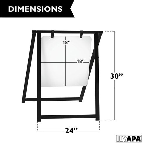 Ilyapa Modern Magnetic Double Sided Swinging Dry Erase Sidewalk Sign - 24x30 Inch Alternative Metal A-Frame Sign - Hanging Whiteboard - Black