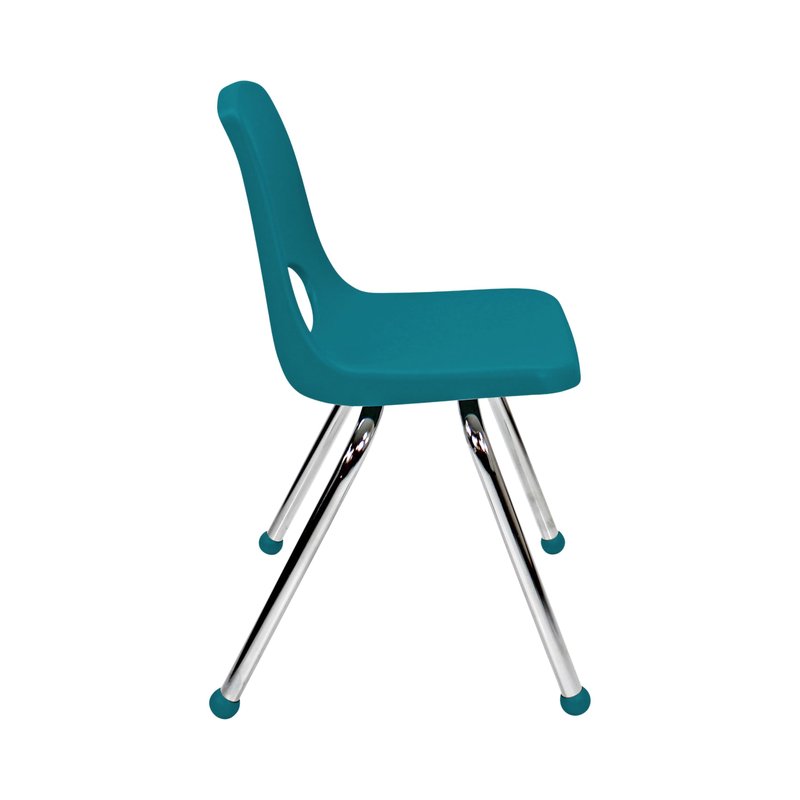 FDP 16" School Stack Chair,Stacking Student Seat with Chromed Steel Legs and Ball Glides for in-Home Learning or Classroom - Teal (6-Pack), 10367-TL