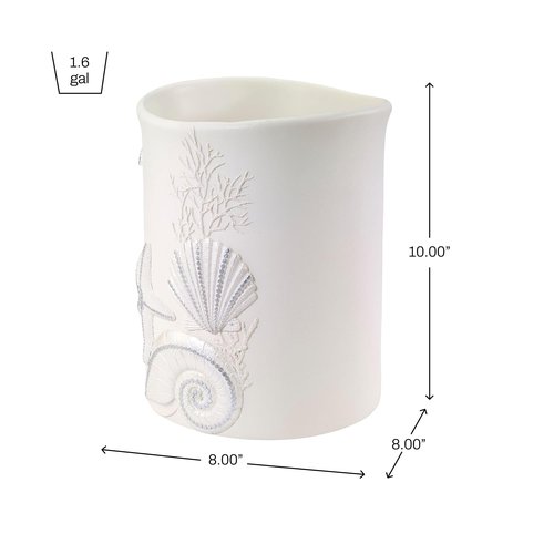 Avanti Linens - Wastebasket, Decorative Trash Can, Seashell Inspired Bathroom Accessories, Guest Bathroom Essentials (Sequin Shells Collection)
